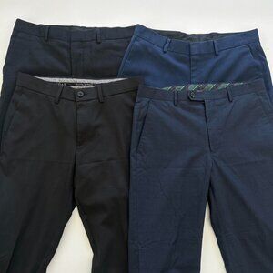 4 Slacks Trousers Pants Mens Collection Lot Blue Gray Black Macys APT 9 Chaps